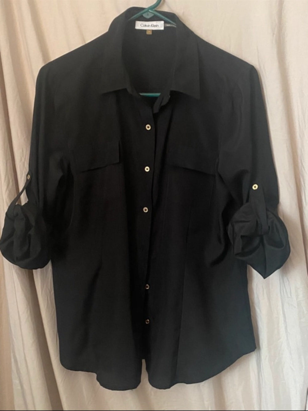 Calvin Klein Men's Black Long-Sleeve Button-Down Shirt